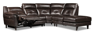 Sofa sectionnel de droite à inclinaison électrique Envia 3 pièces - brun 