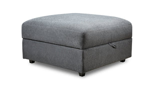 Pouf Evolve en tissu d'apparence lin - anthracite