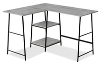 Bureau en forme de L Evlin de 42 po à tablettes - gris