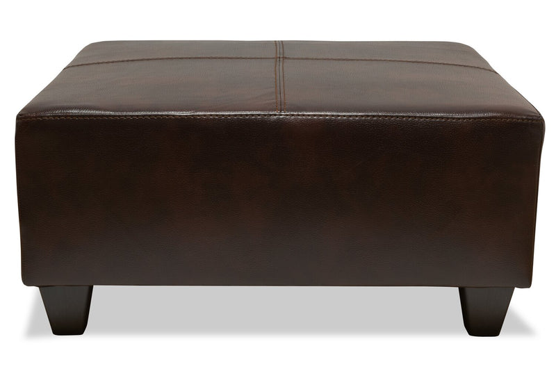 Pouf Addison de 37 po fabriqué au Canada d’apparence cuir - brun