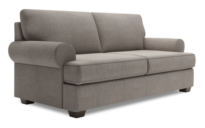 Sofa personnalisable Roll de Sofa Lab de 76 po de format condo fabriqué au Canada en tissu d’apparence lin avec accoudoirs enroulés - gris Luna Smoke