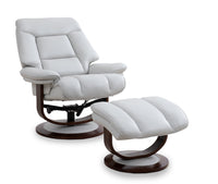  Fauteuil inclinable Maven antistress de 34,5 po en cuir véritable gris avec repose-pieds et base en bois et métal - gris