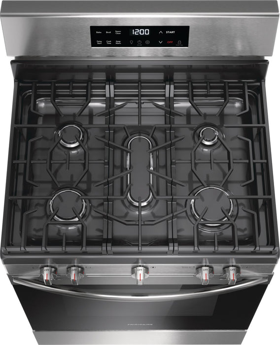 Cuisinière à gaz Frigidaire de 5,1 pi³ avec préchauffage rapide et surface de cuisson à 5 brûleurs - acier inoxydable - FCRG3062AS