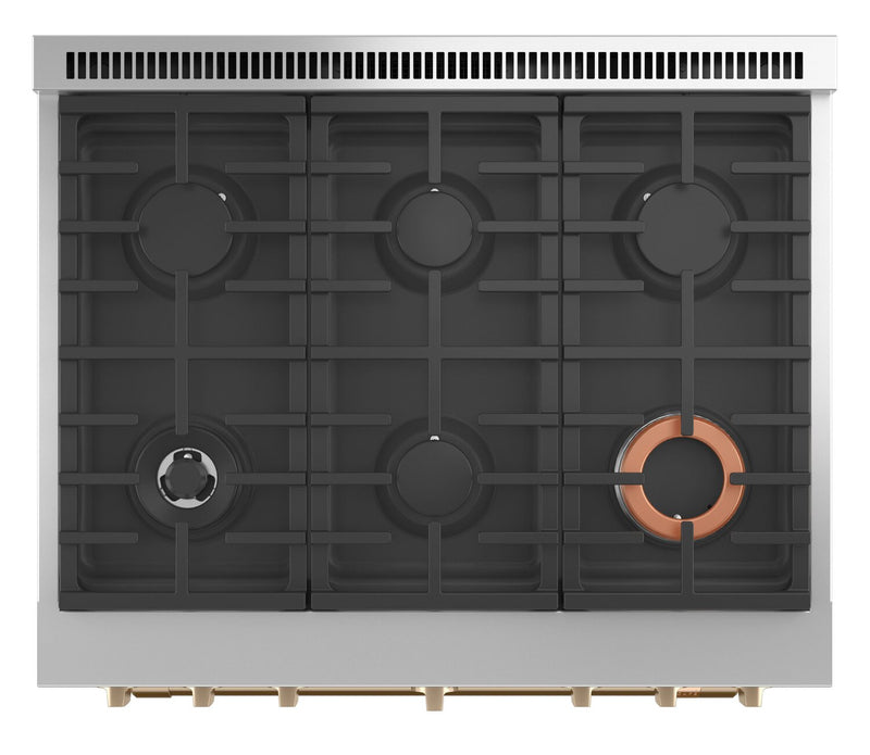 Cuisinière intelligente à gaz Café de 6,2 pi³ avec convection européenne véritable et grilles autonettoyantes - blanc mat - CGY366P4TW2