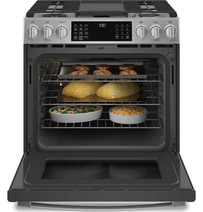 Cuisinière intelligente hybride Profile de 5,6 pi³ avec convection européenne véritable - acier inoxydable résistant aux traces de doigts - PC2S930YPFS