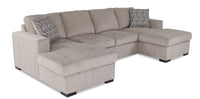  Sofa-lit sectionnel Legend 3 pièces en chenille avec deux fauteuils longs - platine