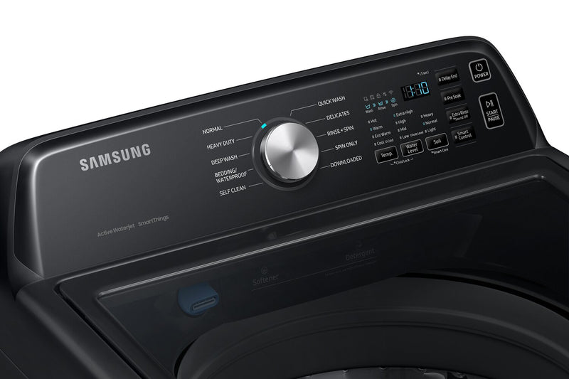 Laveuse à chargement par le haut de 5,3 pi³ et sécheuse électrique de 7,4 pi³ de Samsung - acier inoxydable noir