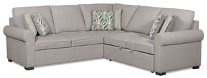 Sofa-lit sectionnel de droite Haven 2 pièces en chenille avec sofa-lit - gris