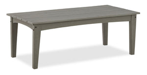 Table à café Cape pour la terrasse à l’extérieur - 48 po (L), plastique à haute densité, résistante aux rayons UV et aux intempéries - grise