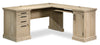 Bureau en forme de L Akira de 65,12 po avec plateau pour clavier, 3 tiroirs et armoire - chêne clair