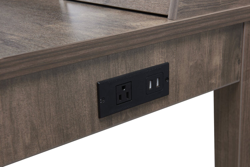 Bureau Jude de 47,25 po à 3 tiroirs - noisette