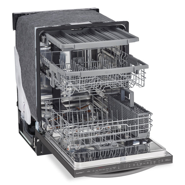 Lave-vaisselle intelligent encastré LG à 46 dBA de 24 po avec commandes sur le dessus et QuadWashMC - acier inoxydable noir Smudge-ProofMD - LDTS5552D