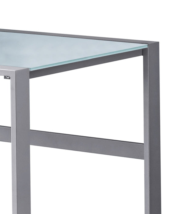 Bureau Kyle de 48 po avec dessus en verre - argenté
