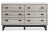 Commode Zen de 62 po (L) x 35,6 po (H) à 6 tiroirs pour la chambre à coucher - grise