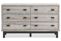  Commode Zen de 62 po (L) x 35,6 po (H) à 6 tiroirs pour la chambre à coucher - grise