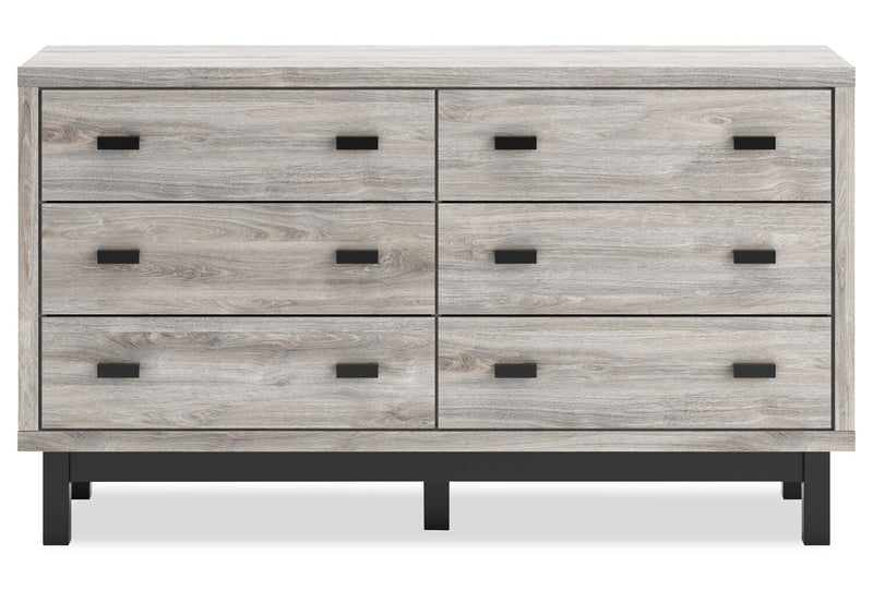 Commode Zen de 62 po (L) x 35,6 po (H) à 6 tiroirs pour la chambre à coucher - grise