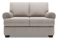  Causeuse Roll de Sofa Lab de 64 po fabriquée au Canada en tissu d’apparence lin avec accoudoirs enroulés - gris Pax Slate 