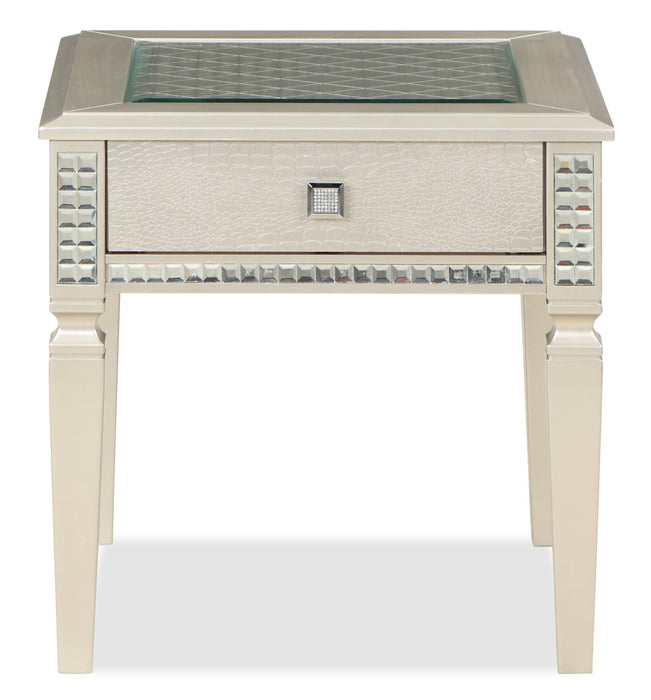 Table de bout somptueuse Tyra de 24 po avec rangement - champagne  