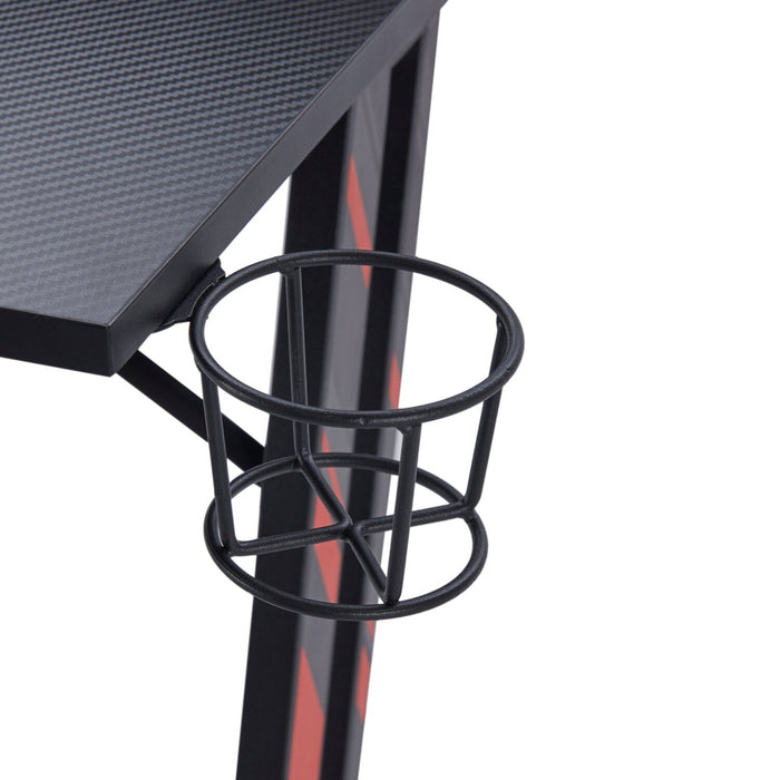 Bureau de jeu Sparta de 48 po avec tablette surélevée pour moniteur - noir avec touches de rouge