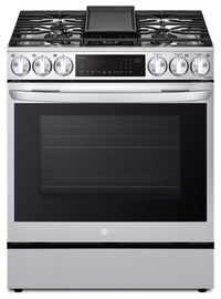 Cuisinière intelligente à gaz LG de 6,3 pi³ avec hublot InstaViewMD et convection ProBake Convection…