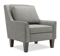  Fauteuil d’appoint club Sofa Lab de 29 po fabriqué au Canada en tissu de velours avec pattes en bois - gris Platinum Grey 