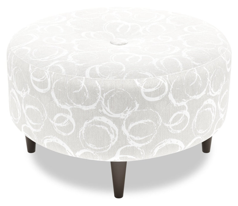 Pouf personnalisable The Curve de Sofa Lab de 31 po fabriqué au Canada en tissu - blanc Mist White