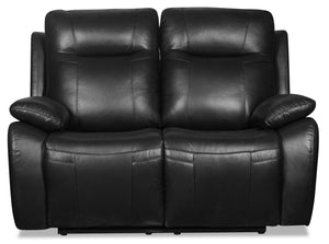Kora Genuine Leather Power Reclining Loveseat - Black | Causeuse à inclinaison électrique Kora en cuir véritable - noire