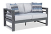 Causeuse Cabo pour la terrasse à l’extérieur - plastique à haute densité et tissu Nuvella, résistante aux rayons UV et aux intempéries - grise