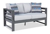  Causeuse Cabo pour la terrasse à l’extérieur - plastique à haute densité et tissu Nuvella, résistante aux rayons UV et aux intempéries - grise
