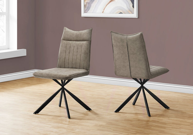 Chaise de salle à manger Ravi en tissu de cuir végétalien et en métal - taupe