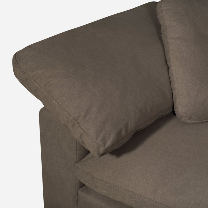 Fauteuil modulaire en coin Eclipse de 43 po en tissu d’apparence lin avec coussins réversibles en duvet et plumes - gris ardoise