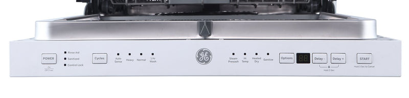Lave-vaisselle encastré GE à 52 dBA de 24 po avec commandes sur le dessus et prélavage à la vapeur - blanc - GBP534SGPWW