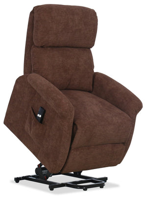 Fauteuil basculeur à inclinaison électrique Ruben de 32 po en tissu de chenille - brun chocolat