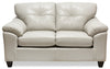 Causeuse Addison de 63 po fabriquée au Canada en tissu d’apparence cuir avec coussins de siège amovibles et capitonnage - beige