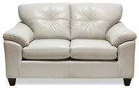 Causeuse Addison de 63 po fabriquée au Canada en tissu d’apparence cuir avec coussins de siège amovibles et capitonnage - beige