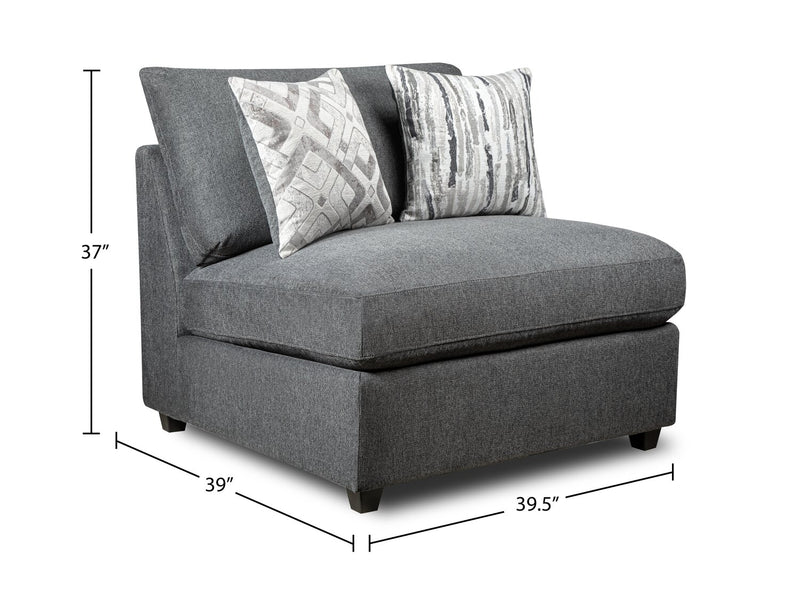 Fauteuil modulaire sans accoudoirs Evolve de Scott Living de 39,5 po en tissu d’apparence lin avec coussins en duvet et plumes - gris anthracite