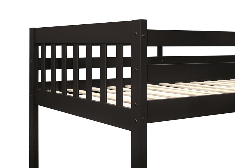 Lits superposés Miko pour enfants avec échelle et garde-corps, espresso - simple et simple