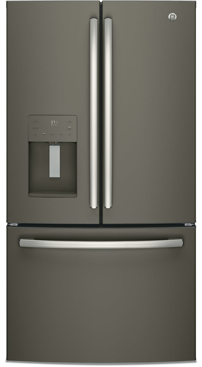 GE 25.5 Cu. Ft. French-Door Refrigerator with Exterior Ice and Water - GFE26JMMES - Refrigerator in Slate