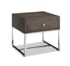 Table de bout moderne Echo de 24 po avec rangement - brune avec pattes en métal argenté