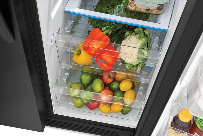 Réfrigérateur Frigidaire de 22,3 pi³ et de 33 po de profondeur standard à compartiments juxtaposés - acier inoxydable noir - FRSS2323AD