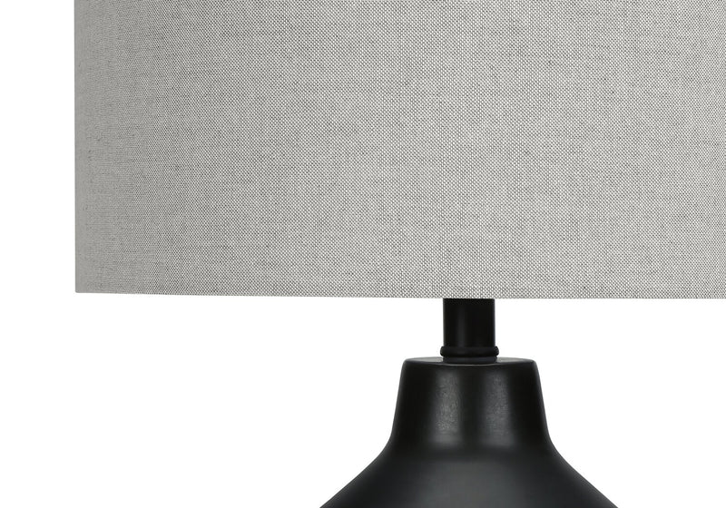 Lampe de table de 24 po béton noir avec abat-jour gris