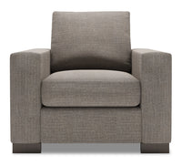  Fauteuil Track de Sofa Lab de 38 po fabriqué au Canada en tissu d’apparence lin avec accoudoirs rectilignes - gris Luna Smoke 