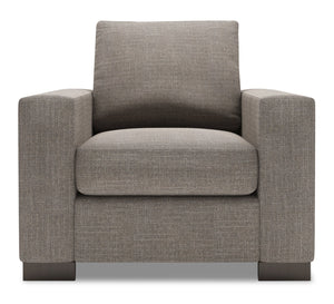 Fauteuil Track de Sofa Lab personnalisable de 38 po fabriqué au Canada en tissu d’apparence lin avec accoudoirs rectilignes - gris Luna Smoke