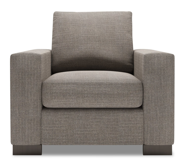 Fauteuil Track de Sofa Lab personnalisable de 38 po fabriqué au Canada en tissu d’apparence lin avec accoudoirs rectilignes - gris Luna Smoke