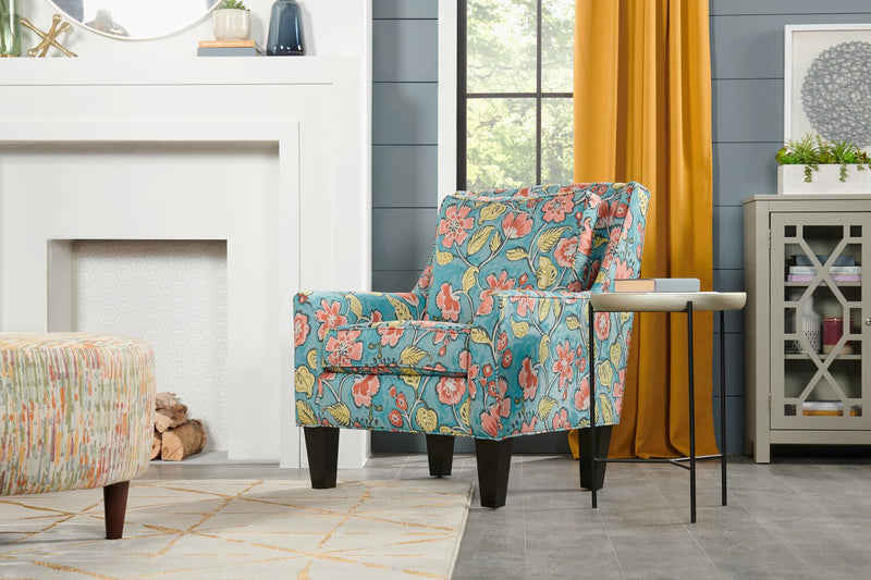 Fauteuil d’appoint club Sofa Lab personnalisable de 29 po fabriqué au Canada en tissu avec pattes en bois - Malibu multicolore