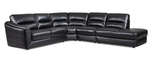 Sofa sectionnel de droite Romeo 4 pièces en cuir véritable - noir