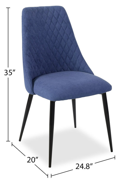 Chaise de salle à manger Miya en tissu de polyester et en métal - bleu marine