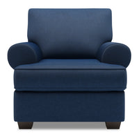  Fauteuil Roll de Sofa Lab de 42 po fabriqué au Canada en tissu d’apparence lin avec accoudoirs enroulés - bleu Pax Navy 