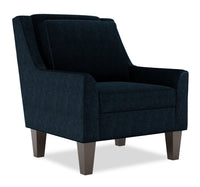 Fauteuil d’appoint club Sofa Lab de 29 po fabriqué au Canada en tissu de chenille avec pattes en bois - bleu Luxury Indigo