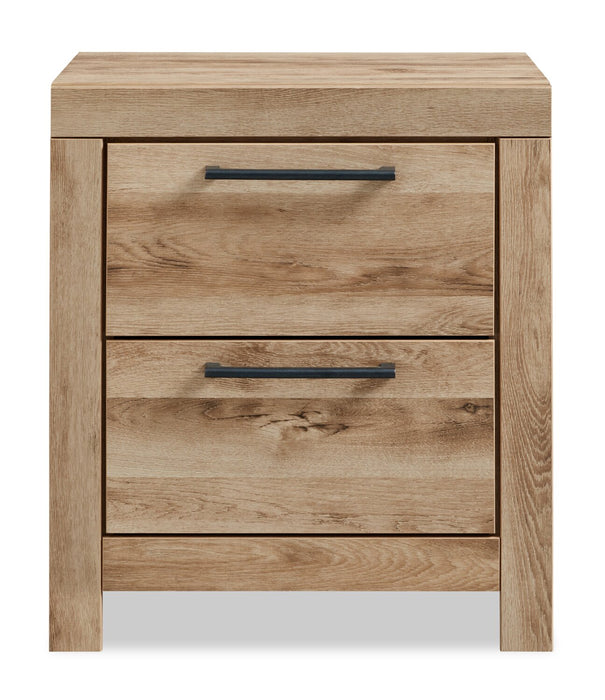 Table de nuit Derekson de 21,7 po (L) x 24,4 po (H) à 2 tiroirs avec ports USB - naturelle
